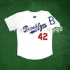 O beisebol da faculdade usa camisa de beisebol vintage do Brooklyn Jackie Robinson Sandy Koufax Duke Snider Pee Wee Reese Gil Hodges Roy Campanella Branco Tamanho S-xxxxl