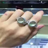 Cluster Rings Unisex Natual Prehnite Ring Natural Real 925 Sterling Silver Gem Size 10 12mm