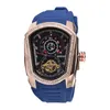 Montre-bracelets 43 mm carrés volant tourbillon homme montre un mouvement mécanique de luxe pour les hommes étanche montres mâle