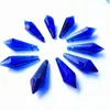 Chandelier Crystal 20pcs/lot 36mm Blue Icicle Drop Prism Parts Glass Hanging Pendant For Lamp Decoration Free Rings