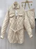 Womens Down Parkas ALPHALMODA quilted Lattice Coat Sashes Pocket Loose Ladies Fashion Jacket with Bags 221124