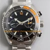 6 Model Wristwatch Automatic Chronograph Watches Mens Date Black Dial Orange Ceramic Bezel 45.5mm Sapphire Glass Steel Bracelet OM Factory Cal.9900 Movement Watch