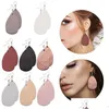 Dangle Chandelier Trendy Waterdrop Pu Leather Dangle Earrings Simple Double Sides Printing Teardrop Earring For Women Jewelry Gift Dhhpg