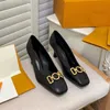 Designer luxury Women's High Heels Square Dress Shoes Luxury sexy Stiletto leather Office Party Shoes 35-41
