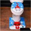 Couvre-sièges de toilettes Siège de toilette Ers 2pcs Noël Santa Gnome Tissu non tissé Salle de bain Er Pad Mat Décoration de Noël Accessoire Drop Del Dh4Wq