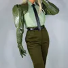 Cinco dedos luvas bolero luvas femininas soltas curtas tops couro falso couro exército verde mulheres luvas longas wpu362 221123311i