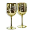 Wine Glasses Set of 6 Golden Acrylic Plastic Champagne Goblet Cup 221124