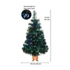 Christmas Decorations 32 Inch Green Prelit Mini Fiber Optic Tabletop Artificial Tree with LED lights gold base Xmas Table top tree 221123