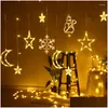 Juldekorationer Juldekorationer Ljus LED SNOWFLESS Santa Claus Suckers Curtain Fairy Light Garland Wedding Party Deco Dhcto