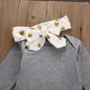 Clothing Sets Baby Girl Clothes Long Sleeve Top Bodysuit Golden Love Pattern Pants Headband 3PCS Girls