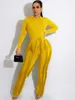 Dwuczęściowe spodnie damskie Chic Bodysuit z długim rękawem i frędzlami garnitury jesienne Zestaw odzieży moda 2 setki damskie stroje ślady 221123