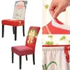 Chair Covers Christmas Dining Cover Red Bows Spandex Elastic Slipcover For Party El Banquet Xmas Home Decor