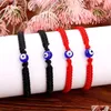 Charmarmband turkiska lyckliga onda blå ögonarmband för kvinnor handgjorda flätade rep smycken röd svart sträng armband vänskap d dhz7n