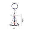 Portachiavi 7 Chakra Yoga Portachiavi in pietra Mticolor Perline naturali Guarigione di cristallo Uomini e donne Reiki Spirito Drop Delivery Gioielli Dhuet