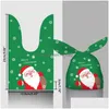 Juldekorationer Juldekorationer 50st presentpåsar Santa Ear Xmas Decoration Candy Cookie Bag Bakning Packaging Biscuit Drop Dhklg