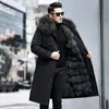 Mens Fox Fur Jackets Real Peur Coat Winter Parka grossa de roupas quentes de roupas de casaco de casaco de neve mais tamanho M-6xl Long Windbreaker roupas masculinas