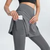 Nya Yoga Pants Women's High midja Fake Two-Piece Tummy-Tuck Fitness Pant snabbtorkande och b￤r sn￤va l￶pbyxor