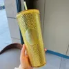 Starbucks Mid-Autumn Golden Durian Laser Straw Mug 710 ml Mermaid Plastic Cold Water Coffee Cup Gift VQDY