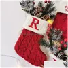 Kerstdecoraties Kerstdecoraties Sokken Red Sneeuwvlok Alfabet Letters Brei Kous Boom Ornamenten Decor voor Home XMA DHSTK