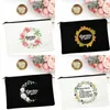 Cosmetic Bags Gracias Maestro Fashion Flower Print Reusable Canvas Makeup Purse Teacher Cute Organizer Bag Pouch Travel