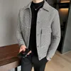 Män blandar NWE Slim Fit Woolen Plaid Bomber Winter Jacket Japanese Streetwear S For Brand Coat S 3XL 221123