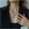 Colares de pingentes de pingente de colares de gargantilha de p￩rolas para mulheres 2021 colar geom￩trico vintage pingentes de colarinho de ouro femme jewelr dhdp9
