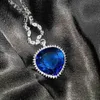 Jade Blue Red Titanic Heart of the Ocean Neckor for Women Romantic Crystal Chain Pendant Valentine's Day Jewelry Gift 660