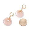 Bengelen oorbellen kissitty 5 paren roze donut natuurlijke rozenkwarts hoepel voor vrouwen draad wrap stone druppel sieraden bevindingen