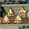 Christmas Decorations Christmas Decorations Tree Hanging Led Glowing Wooden Star Xmas Festival Luminous Ornaments For Home El Bar Tr Dh3Ev