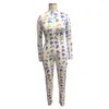 Women's Jumpsuits Rompers Colorful Print Sexy Long Sleeve Bodycon Women Zipper Neck Club Outfits Cool Girl 221123