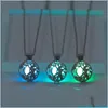 Pendant Necklaces Tree Of Life Glow In The Dark Necklace Fluorescent Light Diy Locket Pendant Necklaces Chain For Wome Kids Fashion Dhjk8