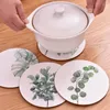 Table Mats Plant Animal Printing Round Pot Bowls Mat Corkwood Potholder Kitchen Teapot Pad 1pc