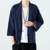 Giacche da uomo Kimono allentato stile cinese Giacca casual da uomo in cotone e lino estivo Cardigan sottile da uomo Capispalla con bottoni maschili Abbigliamento di marca