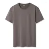 Mäns T-skjortor Herrarna Solid T-shirt 2022 Summer Fashion Basic Men Inner Top All-Match Loose Cotton Short Sleeve Casual Male M-5XL