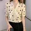 Kvinnors blusar sommar bowknot wave dot chic topp chiffon skjorta kontor lady camisa feminina elegant kvinnan tyg blus ver o 2022