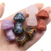 Loose Gemstones 35Mm Natural Hand Carving Mushroom Gemstones And White Crystals Chakra Stones For Mushrooms Home Decorations Drop De Dhpxl