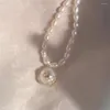 Chaînes 2023 mode lien chaîne ronde pendentif collier filles bijoux cadeau perle d'eau douce pour les femmes accessoires de mariage
