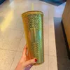 Starbucks Mid-Autumn Golden Durian Laser Straw Mug 710 ml Mermaid Plastic Cold Water Coffee Cup Gift VQDY