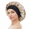 Adjustable Satin Bonnet For Women Elastic Wide Band Night Sleep Satin Hat Chemo Caps Hair Loss Cover Fashion Head Wrap Hair Care