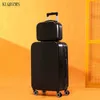 Klqdzms Travel Case on Wheels '' '' Cal Cal ABS Spinley Trolley Bagage PC PC Lightweight Rolling Bag J220707