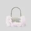 Shoulder Bags Luxury Ostrich Feather Dianonds Patchwork Handbags Shinny Rhinestone Shoulder Crossbody Bags Glitter Small Party Purses 221123