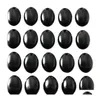 Loose Gemstones Natural Black Onyx Oval Flat Back Gemstone Cabochons Healing Chakra Crystal Agate Stone Bead Cab Ers No Hole For Jew Dhpzh