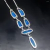 Цепочки GemstoneFactory Jewelry Big Promotion Уникальный 925 Silver Blue Botswana Agate Gemstone Women Chain Collese 48 см 202202246