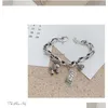 Charm Bracelets Sier Vintage Horse Dollar Fish Head Pendant Chain Bracelet Female Unique Design Fashion Coin Wholesale Drop Delivery Dhnba