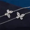 925 Joyas de diseñador de plata Collar colgante de mariposa Diamante cadena de suéter de mujer senior