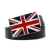 Belts British Union Jack Flag Of United Kingdon England Metal Buckle Mens Black PU Leather For Men Jeans Hebillas Cinturon