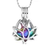 Pendentif Colliers Collier d'urne de fleur de lotus en acier inoxydable pour cendres Mini médaillon de crémation d'un être cher souvenir bijoux femmes