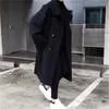 Miscele da uomo Cappotto doppiopetto YASUGUOJI Cappotto lungo per l'inverno Colletto rovesciato len Vento 221123
