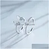 Band Rings Sier Korean White Threensional Butterfly Zircon Double Ring Set Unique Design Insect Combination Drop Delivery Jewelry Dhbdi