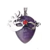 Pendant Necklaces Natural Crystal Mask Pendant Sier Amethyst Quartz Gemstone Dancing Masks Chakra Healing Point Drop Delivery Jewelr Dh1Lk